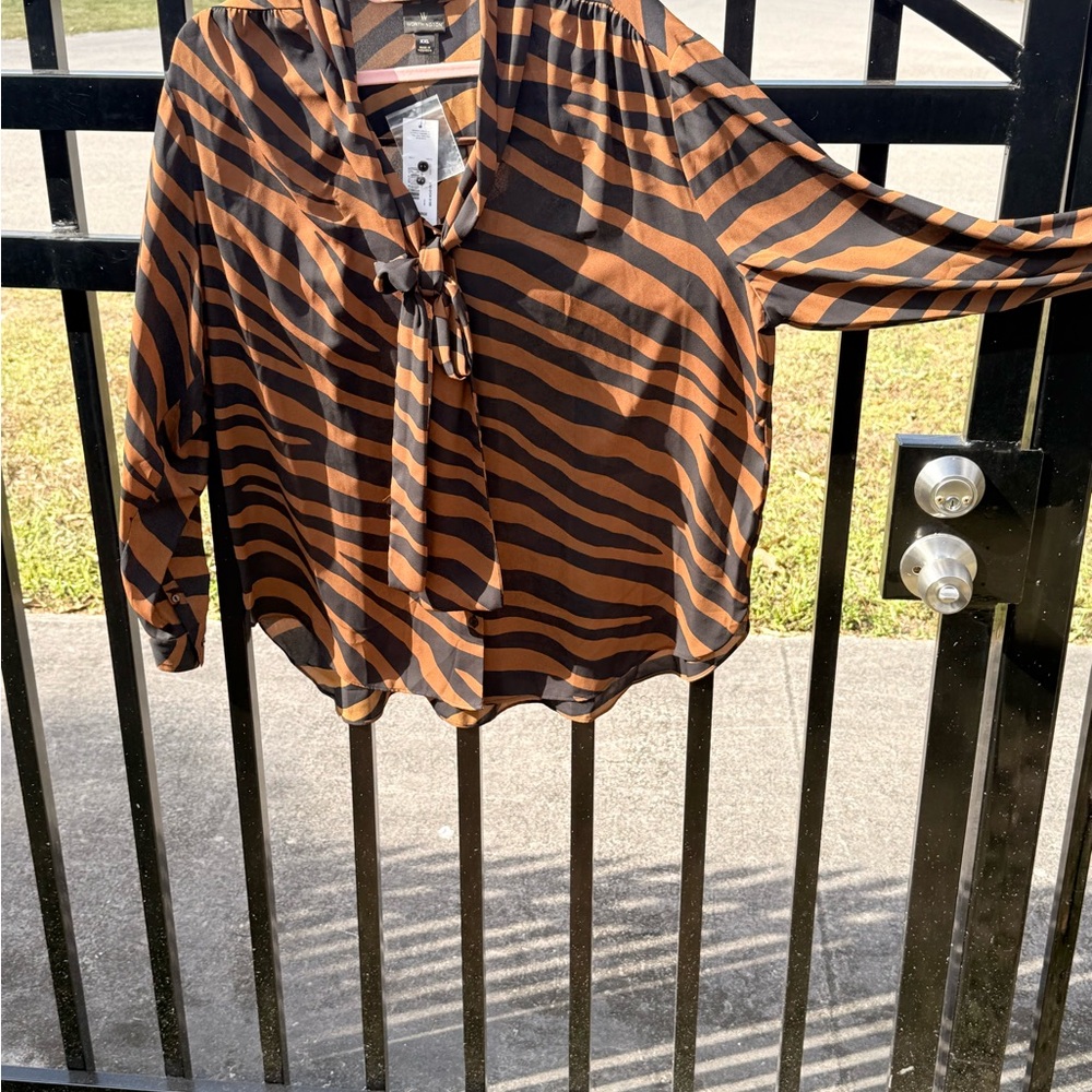 Striped Brown and Black Women's Top